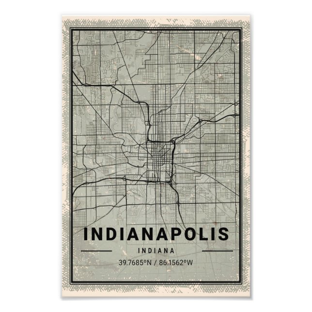 Indianapolis indiana map print poster canvas (Front)