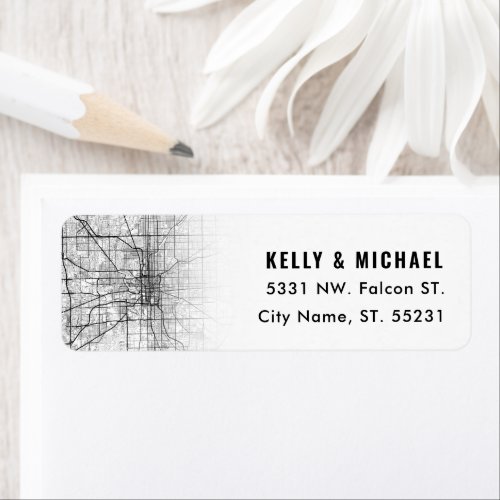 Indianapolis Indiana Map Themed  Return Label