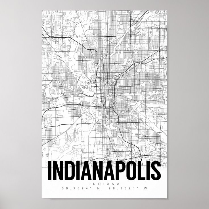 Indianapolis Indiana Minimalist Map Art Poster | Zazzle