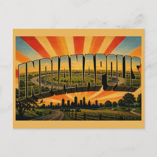 Indianapolis Indiana Open Road Farmland Art Postcard