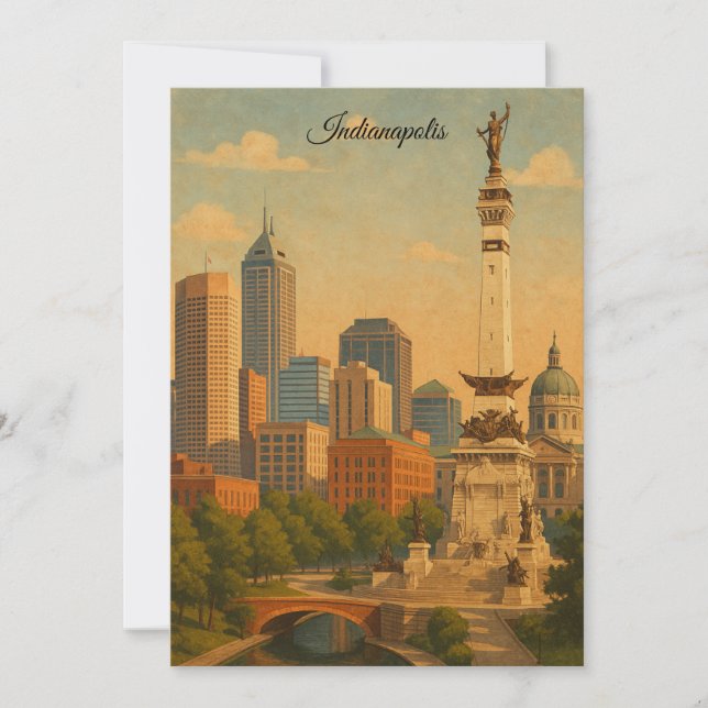Indianapolis Indiana Skyline City Panorama Invitation (Front)