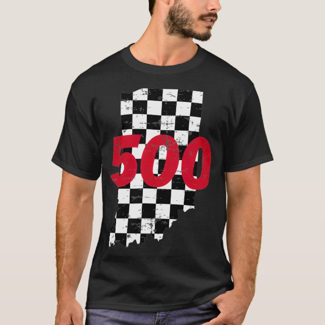 Indianapolis  Indiana State 500 Race Car Distresse T-Shirt (Front)