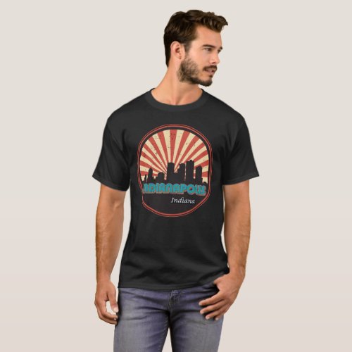 Indianapolis Indiana State Skyline Retro 80s T_Shirt