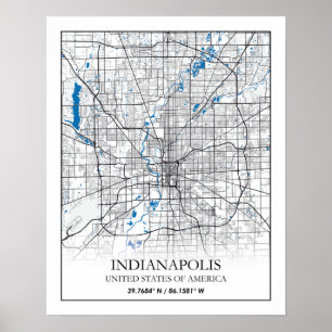 Indianapolis Indiana USA Travel City Map Poster