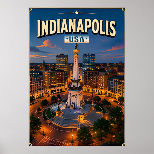🏁 Indianapolis Indiana Vacation Memory Poster (Front)