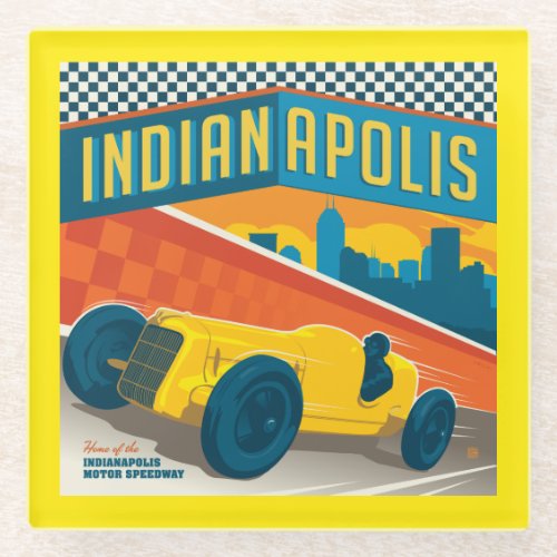 Indianapolis Indiana  Vintage Racer Glass Coaster