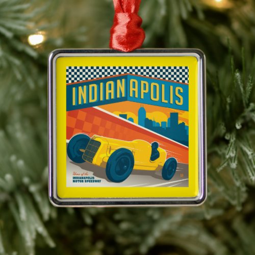Indianapolis Indiana  Vintage Racer Metal Ornament