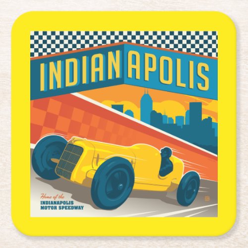 Indianapolis Indiana  Vintage Racer Square Paper Coaster