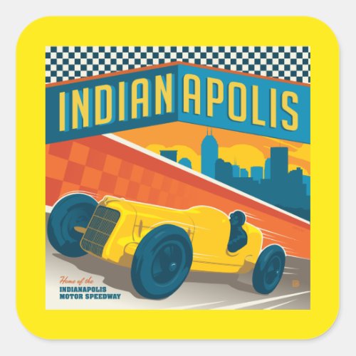 Indianapolis Indiana  Vintage Racer Square Sticker