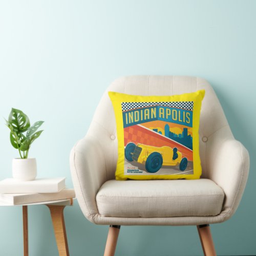 Indianapolis Indiana  Vintage Racer Throw Pillow