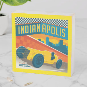 Indianapolis, Indiana Vintage Racer Wooden Box Sign