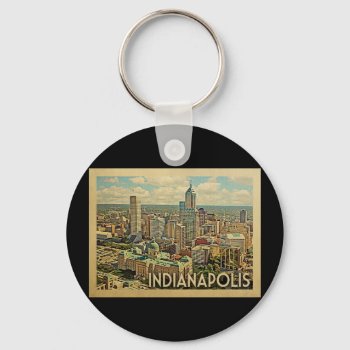 Indianapolis Indiana Vintage Travel Keychain by Flospaperie at Zazzle