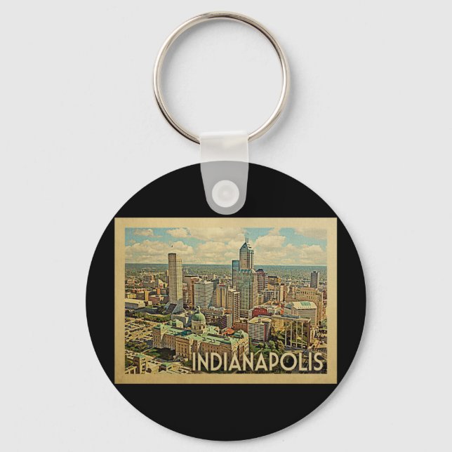 Indianapolis Indiana Vintage Travel Keychain (Front)