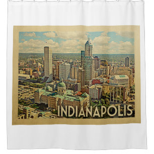 Indianapolis Indiana Vintage Travel Shower Curtain