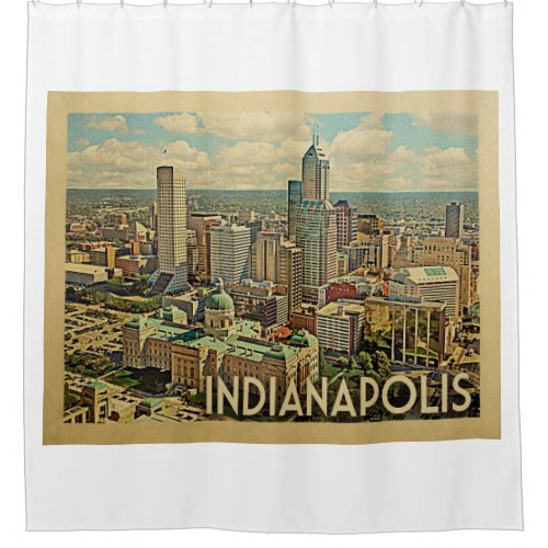 Indianapolis Indiana Vintage Travel Shower Curtain