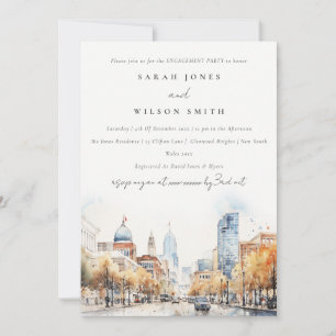 Indianapolis Indiana Watercolor Scape Engagement Invitation