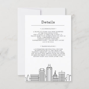 Indianapolis, Indiana Wedding Guest Details Invitation