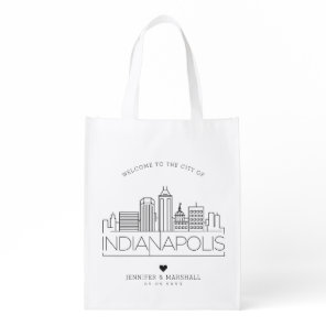 Indianapolis, Indiana Wedding | Stylized Skyline Grocery Bag