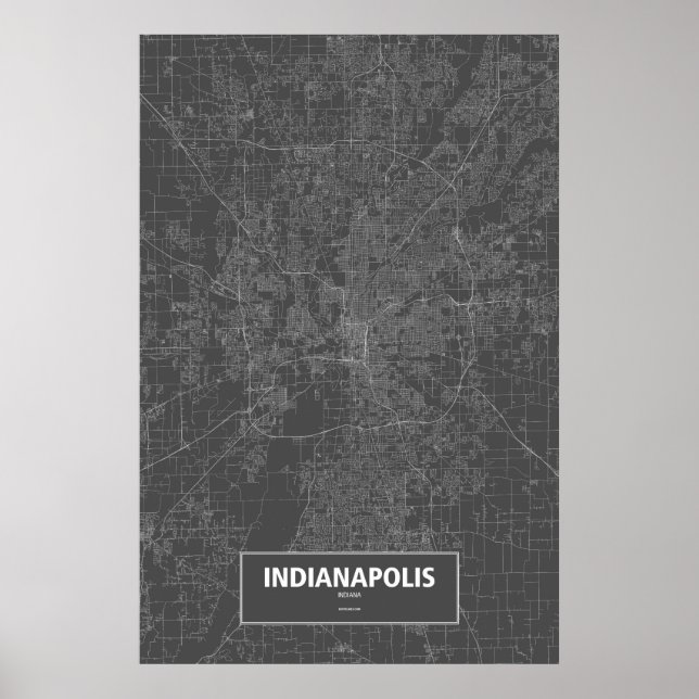 Indianapolis, Indiana (white on black) Poster (Front)