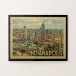 Indianapolis Jigsaw Puzzle Indiana Vintage Travel<br><div class="desc">Indianapolis Indiana design in Vintage Travel style featuring an expansive city skyline view.</div>