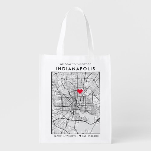 Indianapolis Love Locator  City Map Welcome Grocery Bag