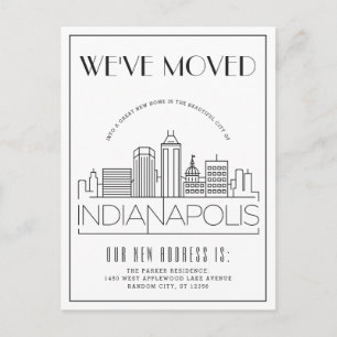 Indianapolis Modern Deco Change of Address Announcement Postcard
