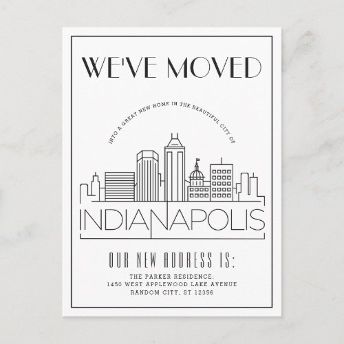 Indianapolis Modern Deco  Change of Address Announcement Postcard