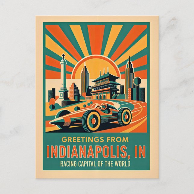 Indianapolis Racing Capital Retro Postcard (Front)