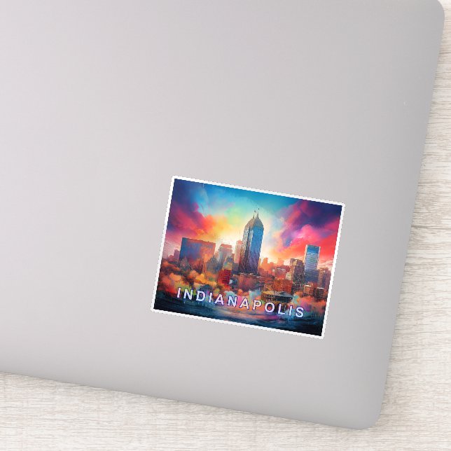 Indianapolis Skyline Abstract Art  Sticker (Detail)