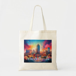 Indianapolis Skyline Abstract Art Tote Bag