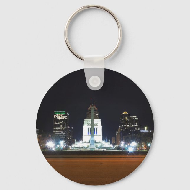 Indianapolis Skyline at Night Keychain (Front)