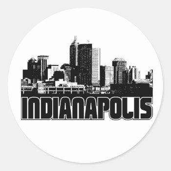 Indianapolis Skyline Classic Round Sticker by TurnRight at Zazzle
