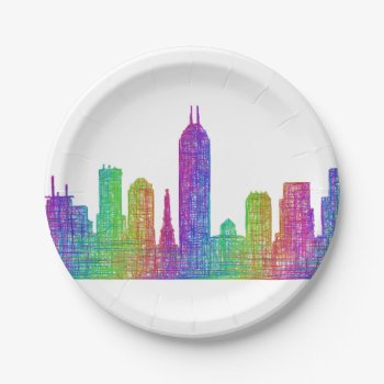 Indianapolis Skyline Paper Plates by ZYDDesign at Zazzle