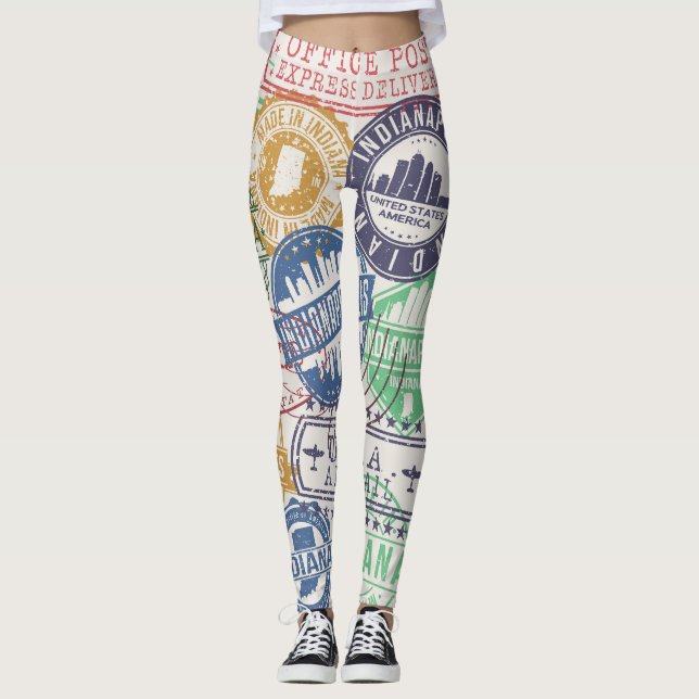 Indianapolis Stamps: Travel Seal Set. Leggings (Front)