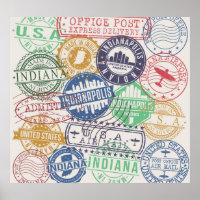 Indianapolis Stamps: Travel Seal Set.
