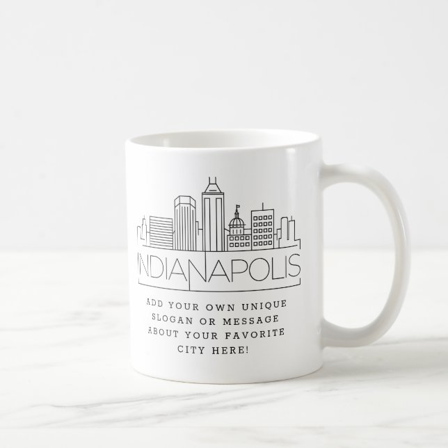 Indianapolis Stylized Skyline | Custom Slogan Coffee Mug (Right)