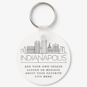 Indianapolis Stylized Skyline | Custom Slogan Keychain