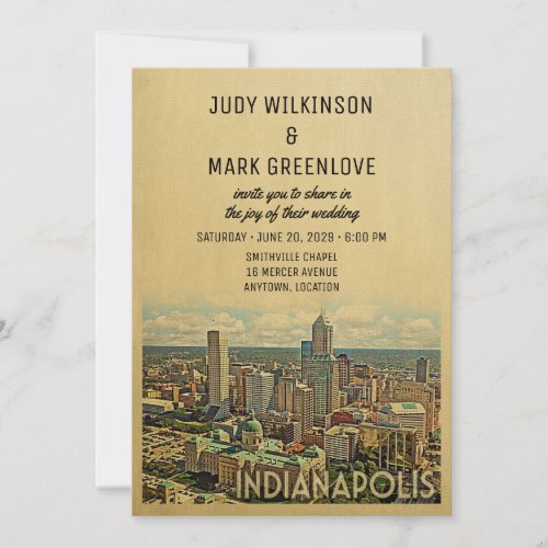 Indianapolis Wedding Invitation Indiana