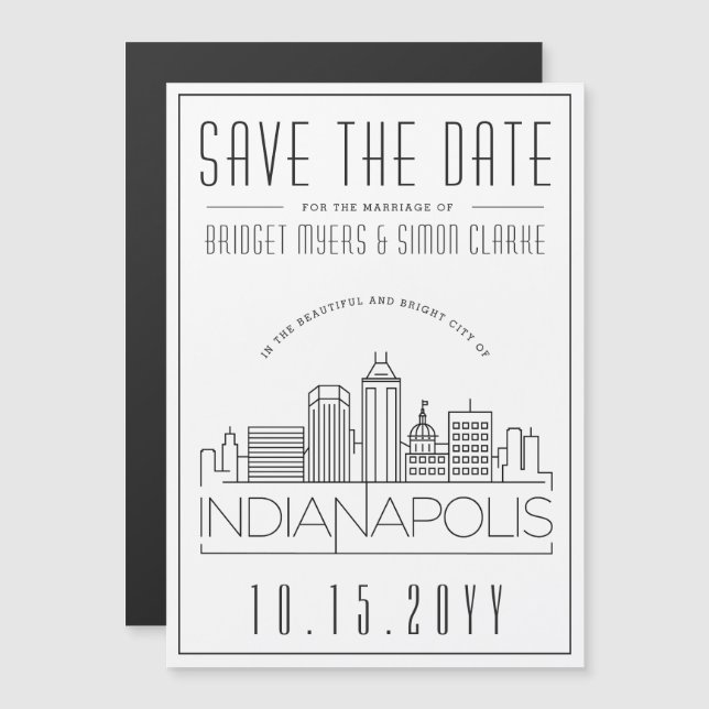 Indianapolis Wedding Stylized Save the Date Magnetic Invitation (Front/Back)