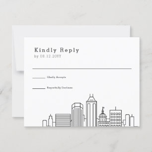 Indianapolis Wedding   Stylized Skyline RSVP Card