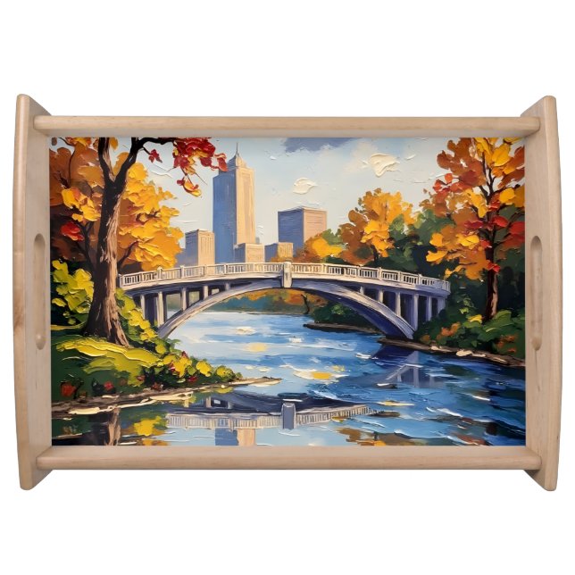 Indianapolis White Bridge Over the White River  Serving Tray (Front)