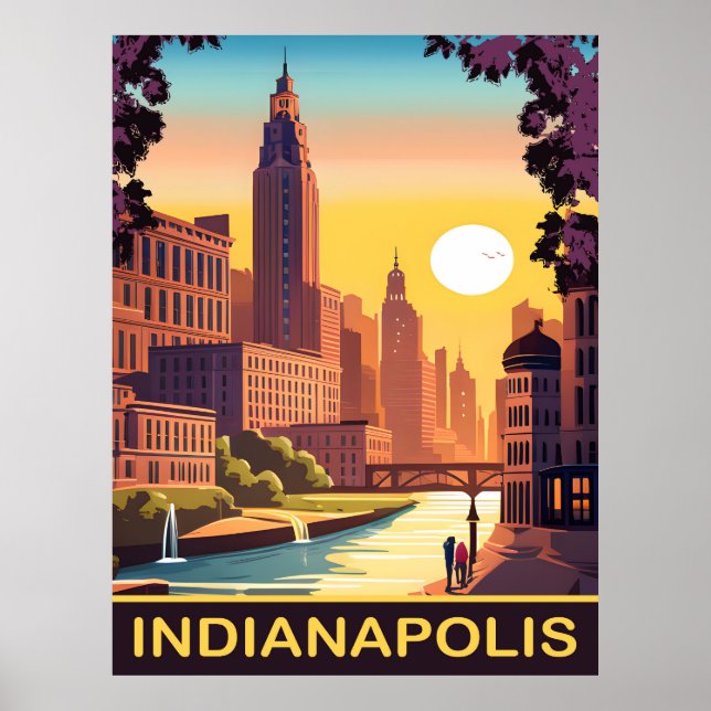 Indianapolis, White River, Indiana State, Travel Poster (Front)