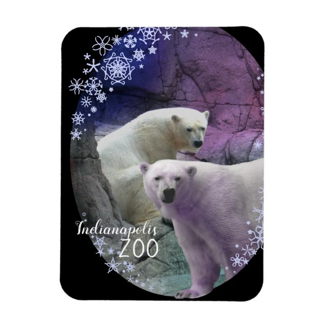 Indianapolis Zoo Polar Bear Snowflakes Magnet (Vertical)