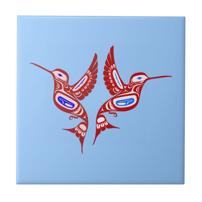 Indianer Vögel Native American birds Ceramic Tile (Front)