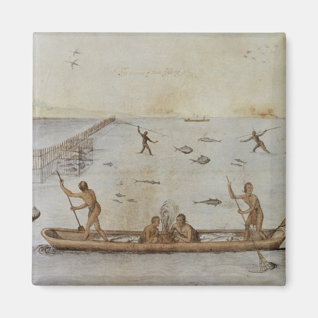 Indians Fishing Magnet (Front)