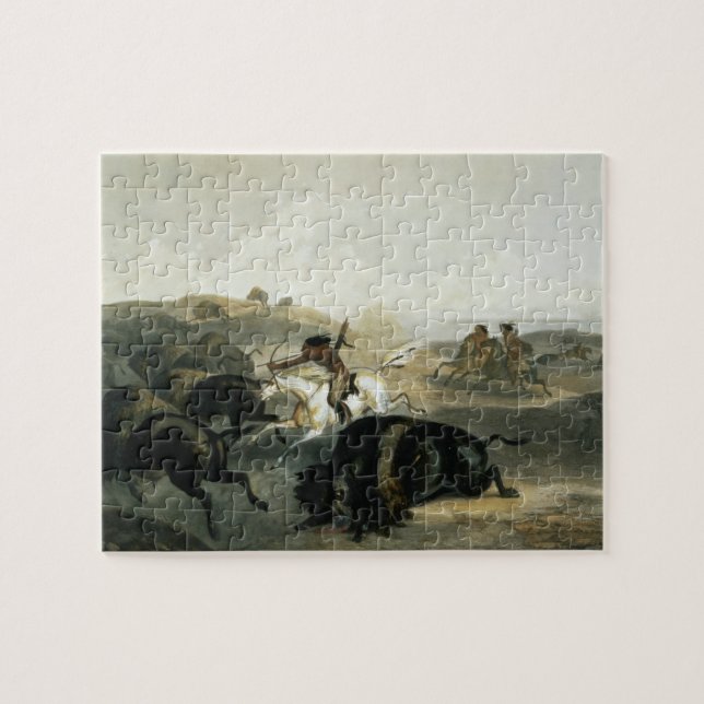 Indians Hunting the Bison, plate 31 from Volume 2 Jigsaw Puzzle (Horizontal)