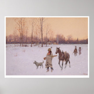 Indians in the Snow (0565A) Poster