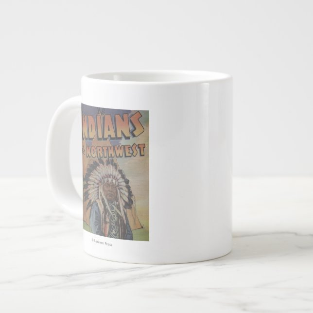 Indians of the Northwest - Indian Chief & Teepee Giant Coffee Mug (Front Left)