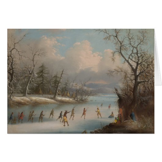 Indians Playing Lacrosse on the Ice Cards (Front Horizontal)