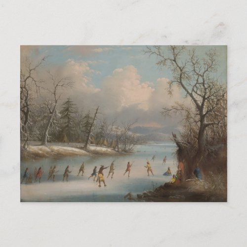 Indians Playing Lacrosse on the Ice Postcard